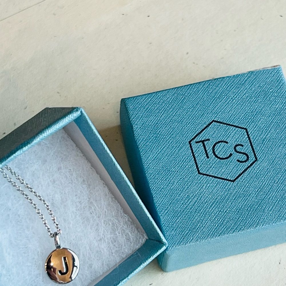Silver plated “J” Necklace with gift box